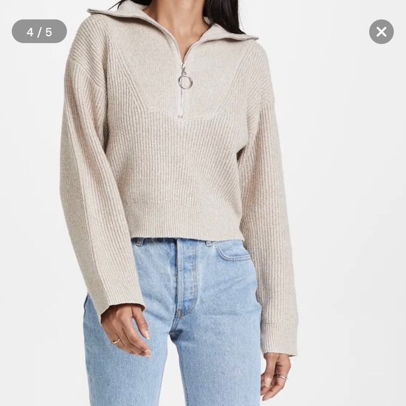Line & Dot Sweaters - Line and Dot medium Emily half zip boxy beige sweater